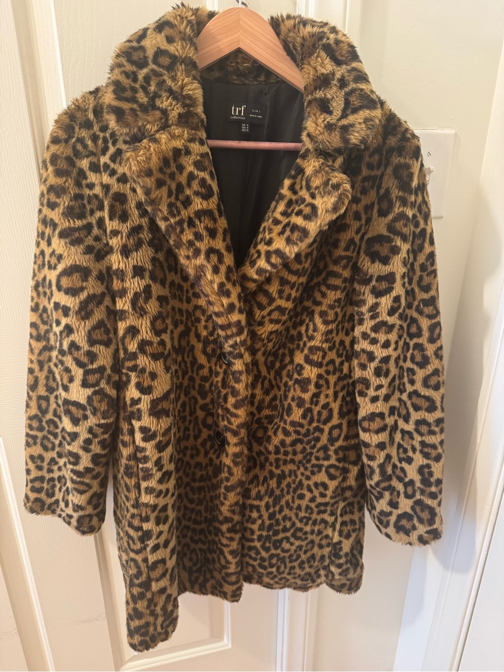 Zara Leopard Print Teddy Coat in Tan and Black